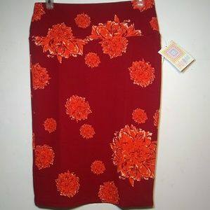 NWT Lularoe Cassie pencil skirt Sz S Red Orange
